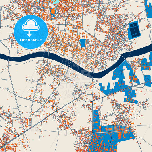 Colorful Nanded Street Map with Labels and Buildings