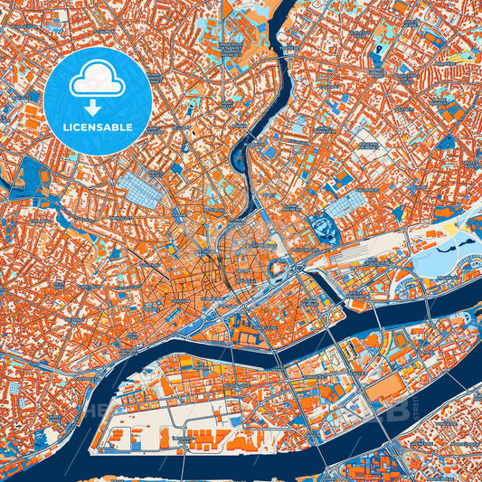 Colorful Nantes Street Map with Labels and Buildings