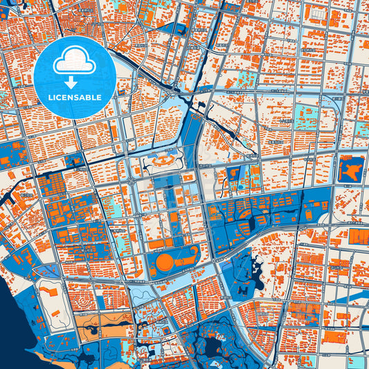 Colorful Nantong Street Map with Labels and Buildings