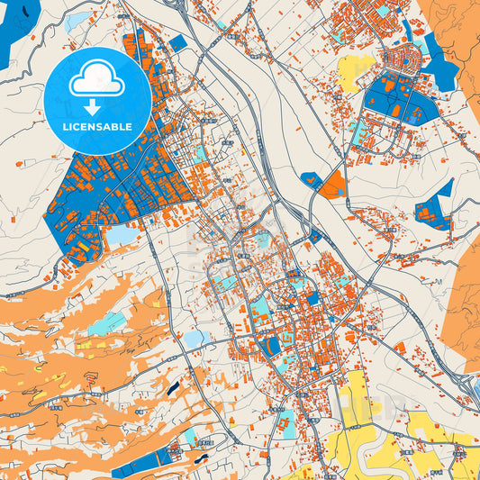 Colorful Nantou Street Map with Labels and Buildings