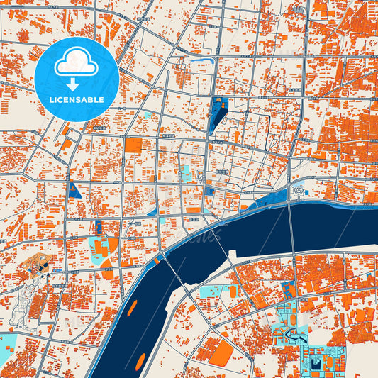 Colorful Nanyang Street Map with Labels and Buildings