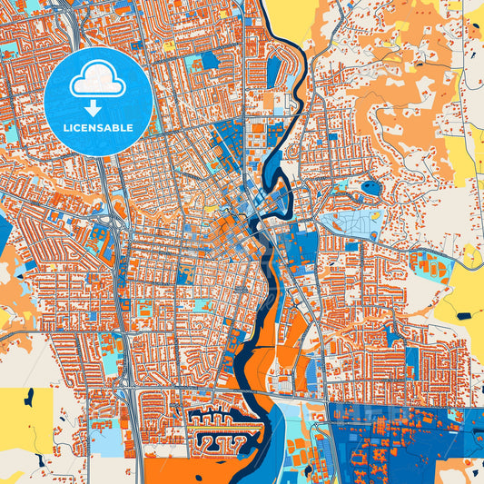 Colorful Napa Street Map with Labels and Buildings