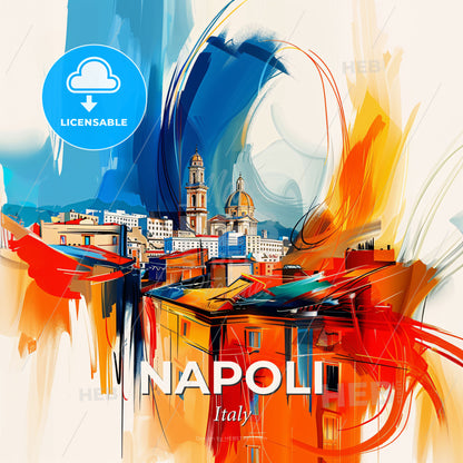 Vibrant Napoli, Italy - A Painting Of A City - Square format print template