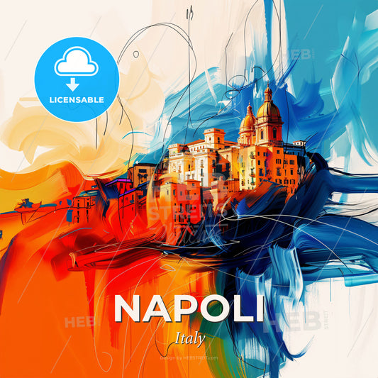 Vibrant Napoli, Italy - A Colorful Painting Of A City - Square format print template