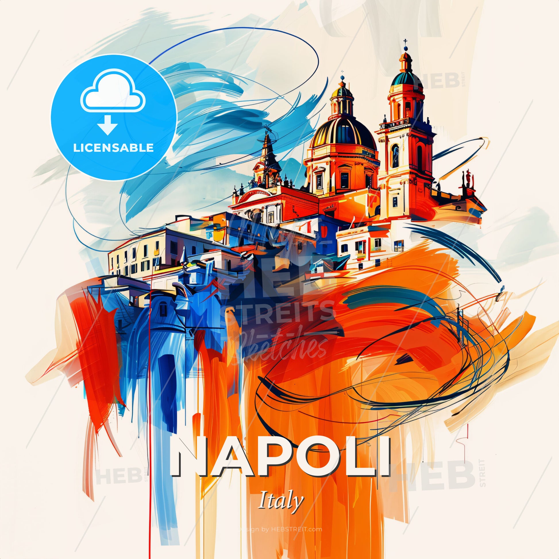 Vibrant Napoli, Italy - A Painting Of A Building With Colorful Paint - Square format print template