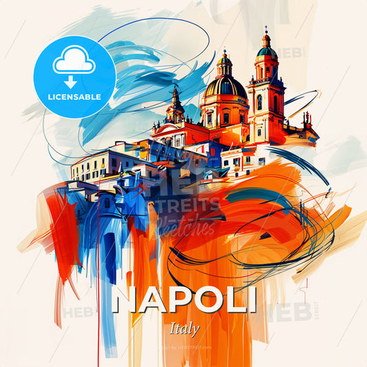 Vibrant Napoli, Italy - A Painting Of A Building With Colorful Paint - Square format print template
