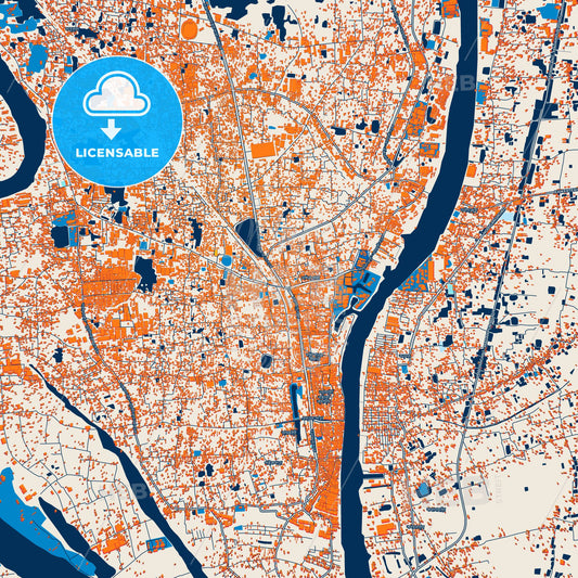 Colorful Narayanganj Street Map with Labels and Buildings