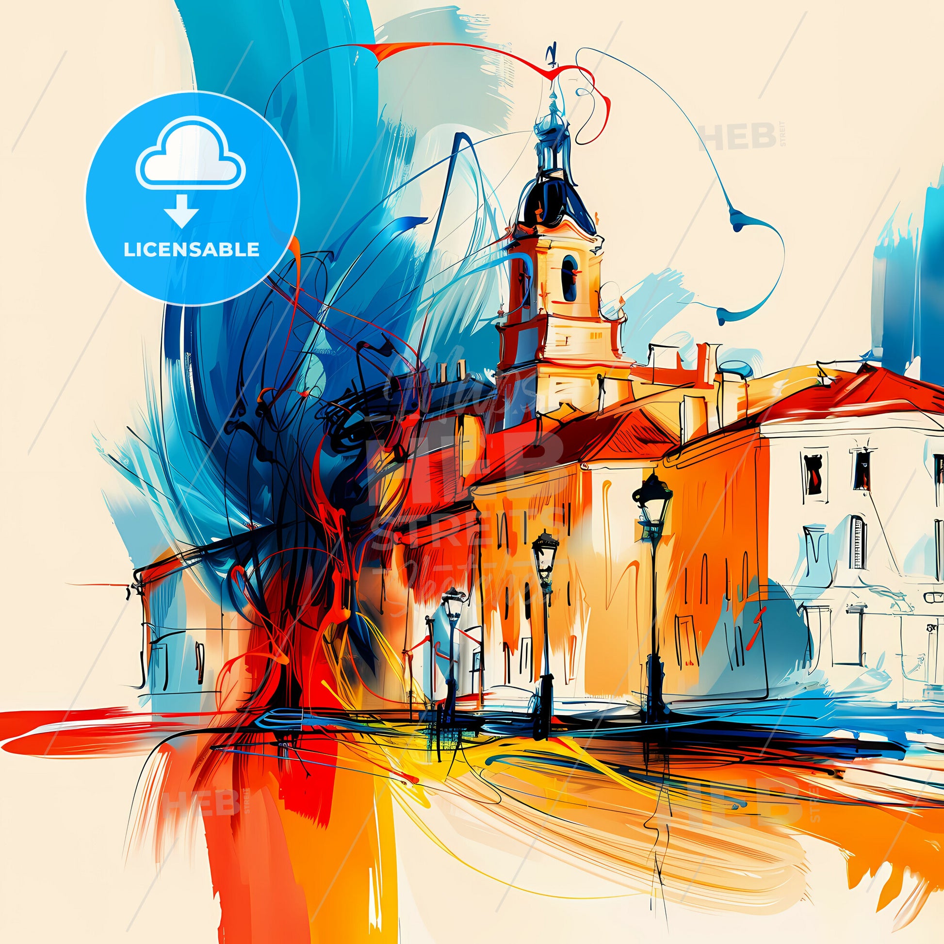 Vibrant Narbonne, France - A Painting Of A Building