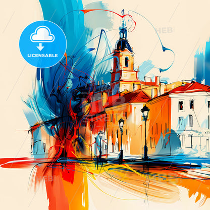 Vibrant Narbonne, France - A Painting Of A Building