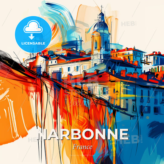 Vibrant Narbonne, France - A Painting Of A City - Square format print template