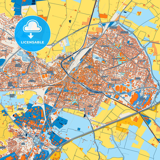 Colorful Narbonne Street Map with Labels and Buildings
