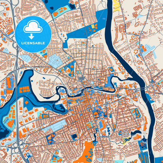 Colorful Nashua Street Map with Labels and Buildings