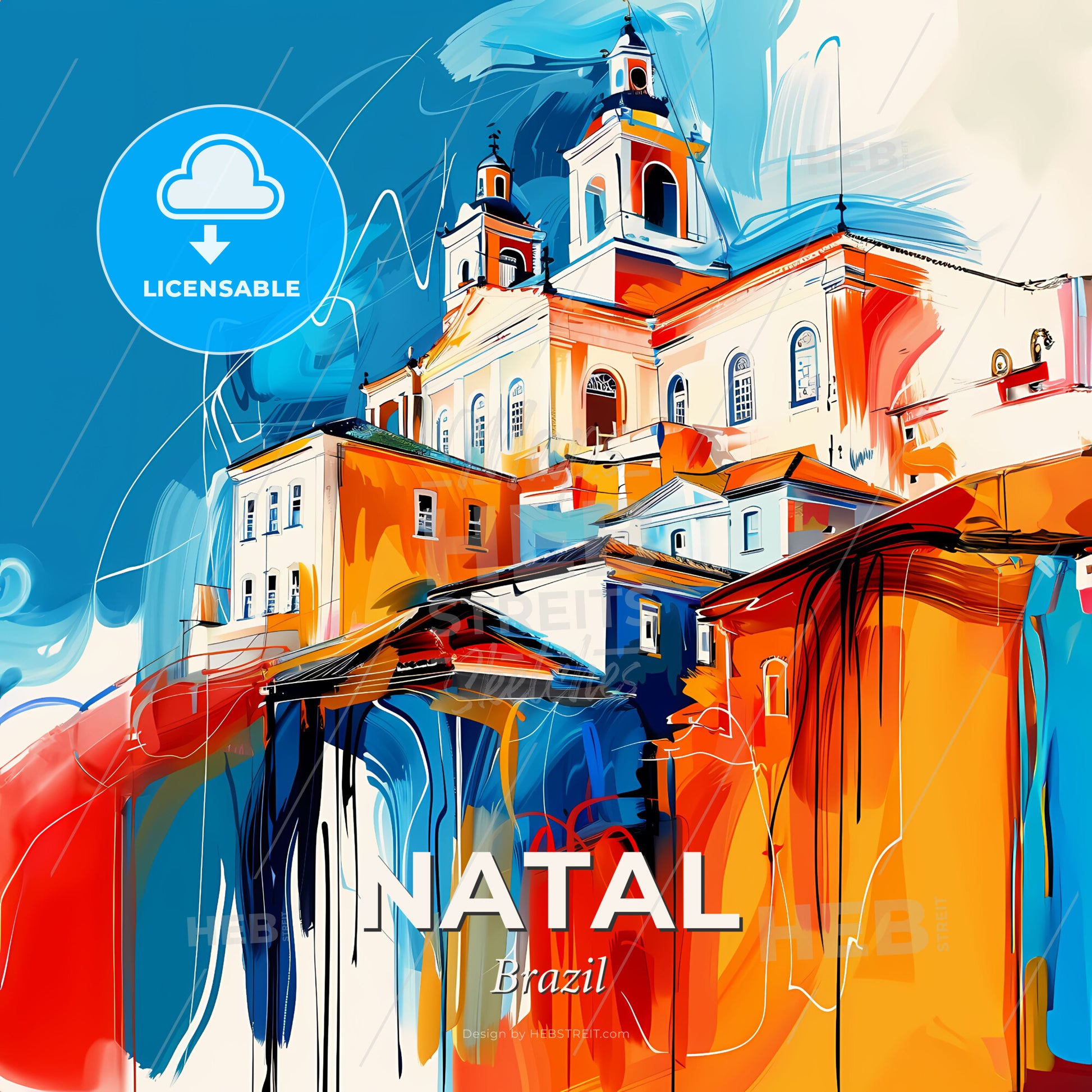 Vibrant Natal, Brazil - A Painting Of A Building - Square format print template