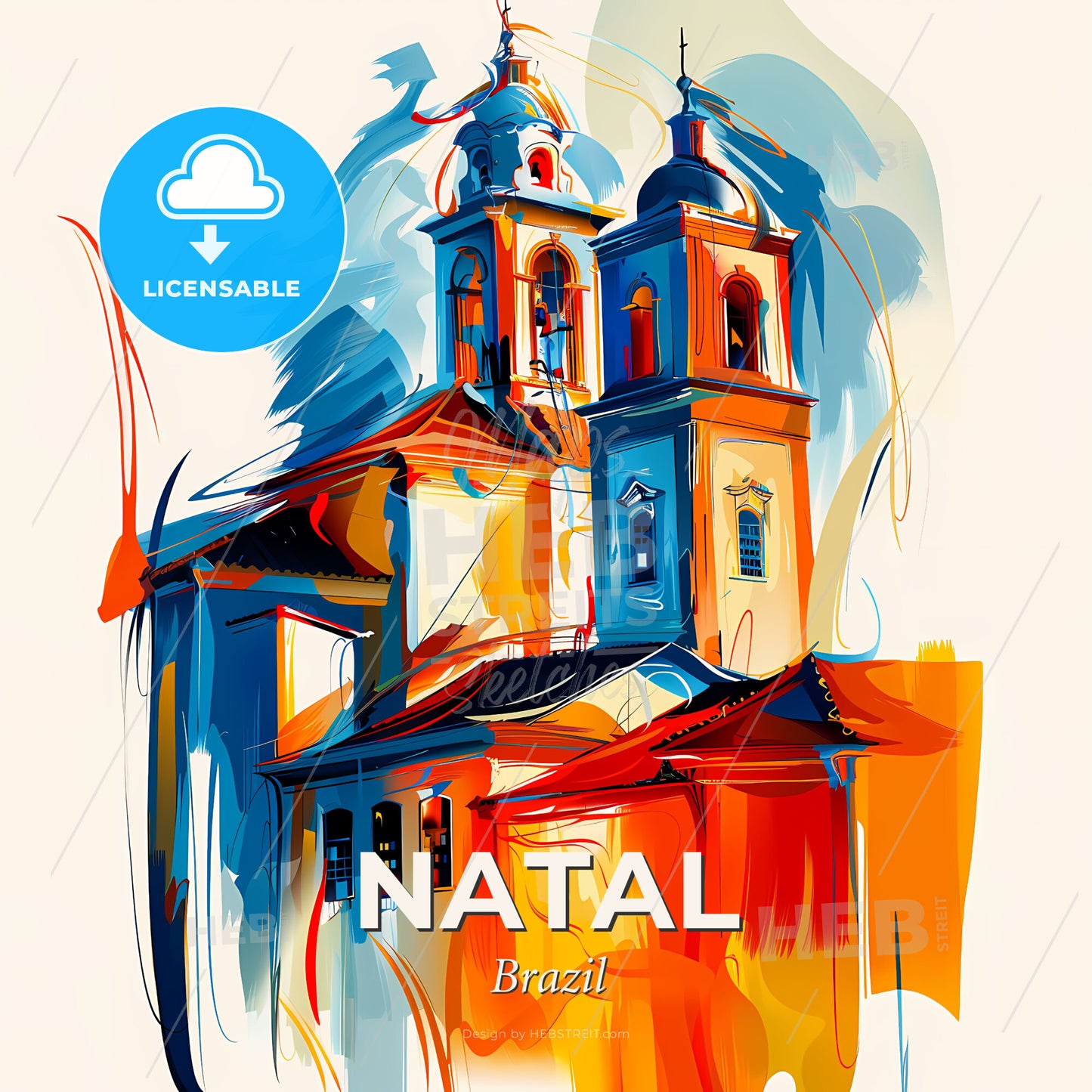 Vibrant Natal, Brazil - A Painting Of A Building - Square format print template