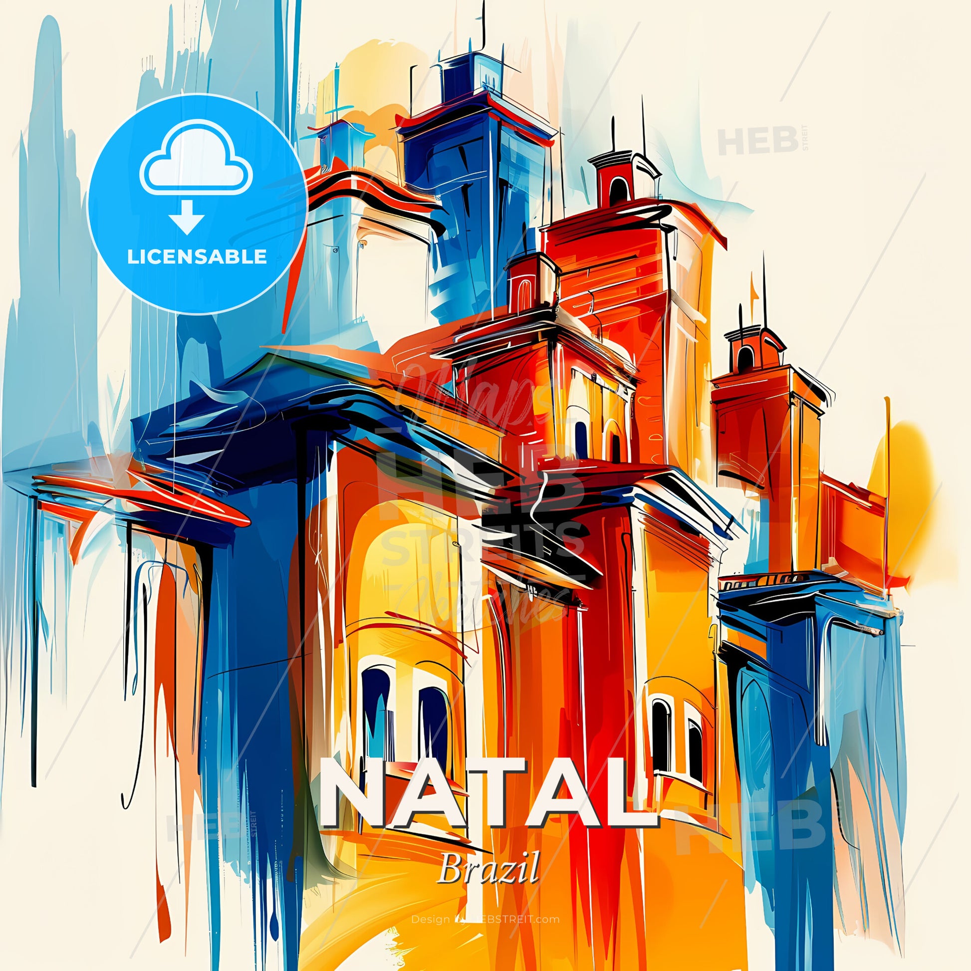 Vibrant Natal, Brazil - A Colorful Building With Many Windows - Square format print template