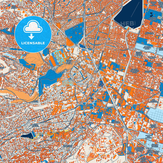 Colorful Naucalpan Street Map with Labels and Buildings