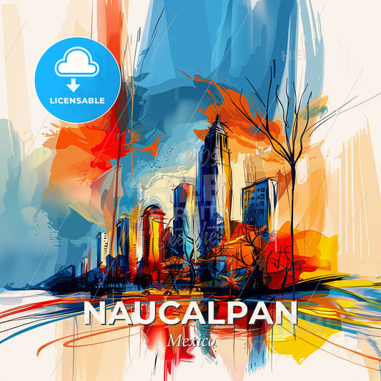 Vibrant Naucalpan, Mexico - A Painting Of A City - Square format print template