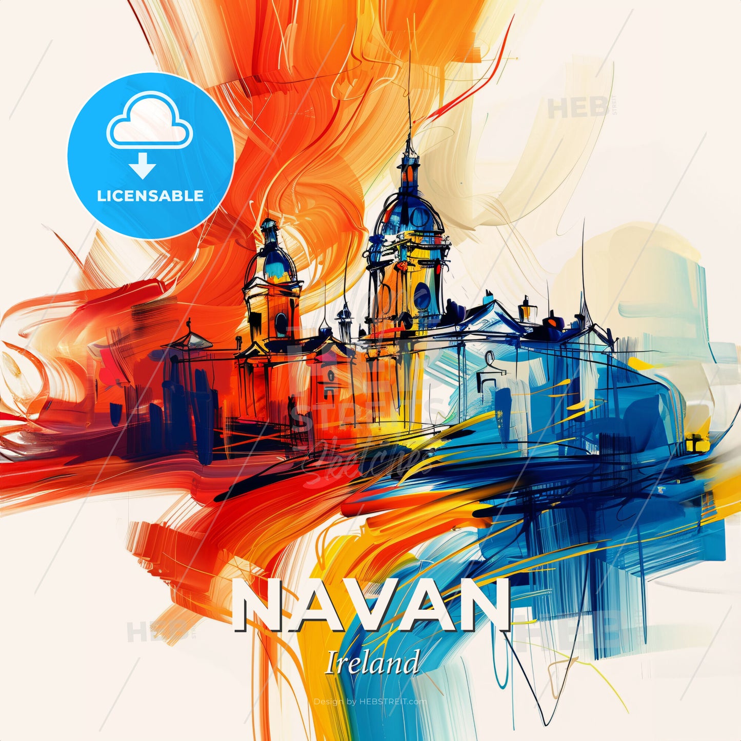 Vibrant Navan, Ireland - A Painting Of A Building - Square format print template