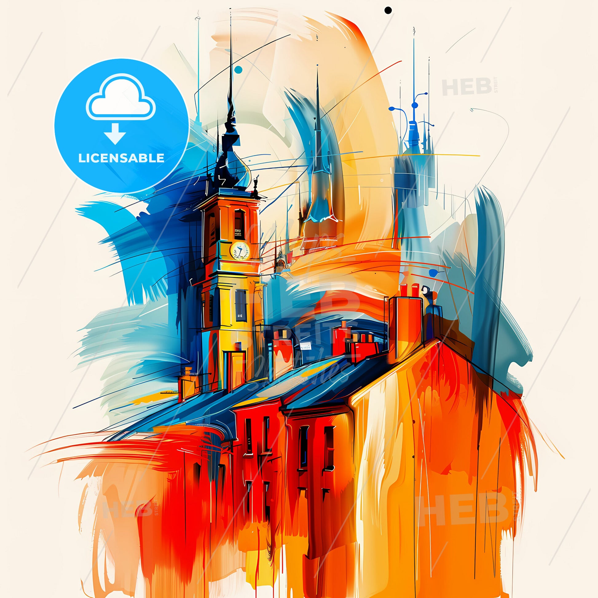 Vibrant Navan, Ireland - A Painting Of A Building With A Clock Tower