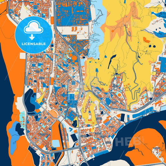 Colorful Navi Mumbai Street Map with Labels and Buildings