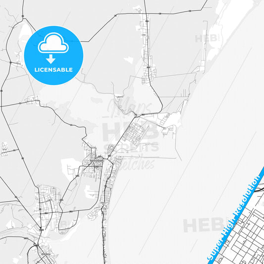 Năvodari, Romania light map with streetnames, citynames and districts