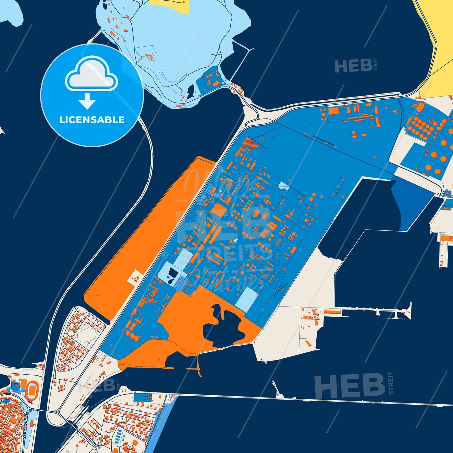 Colorful Năvodari Street Map with Labels and Buildings