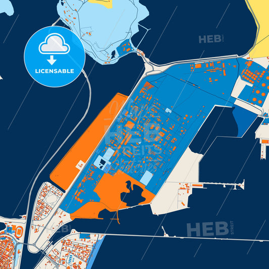 Colorful Năvodari Street Map with Labels and Buildings