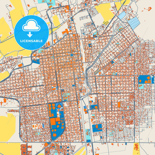 Colorful Navojoa Street Map with Labels and Buildings