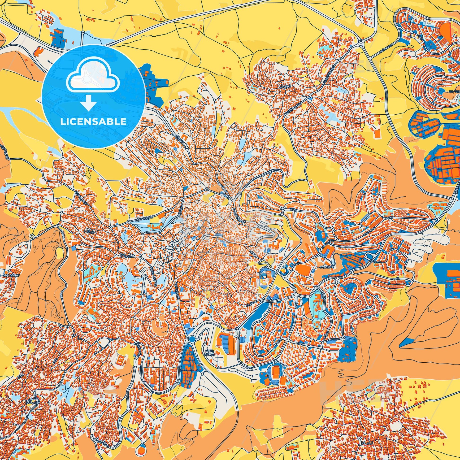 Colorful Nazareth Street Map with Labels and Buildings