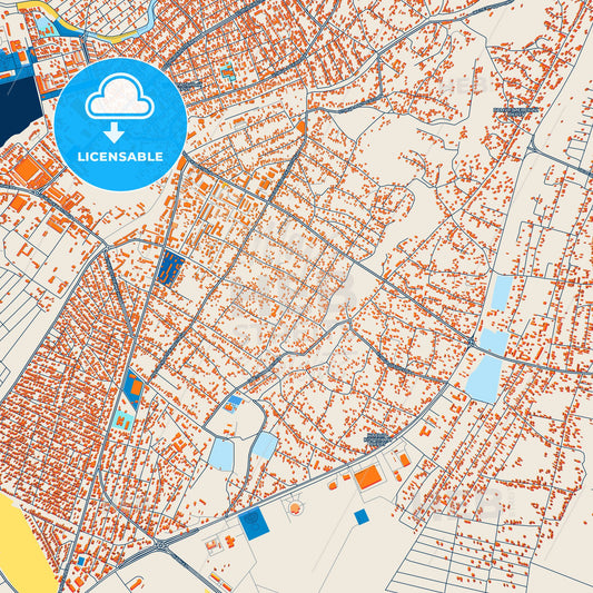 Colorful Nazran Street Map with Labels and Buildings