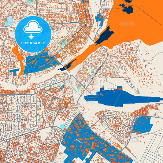 Colorful Ndola Street Map with Labels and Buildings
