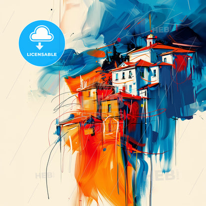 Vibrant Nea Ionia, Greece - A Painting Of A Building