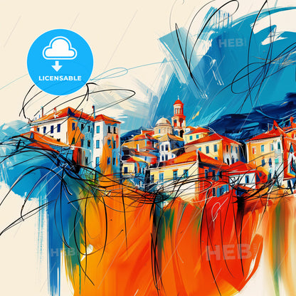 Vibrant Nea Smyrni, Greece - A Painting Of A Town