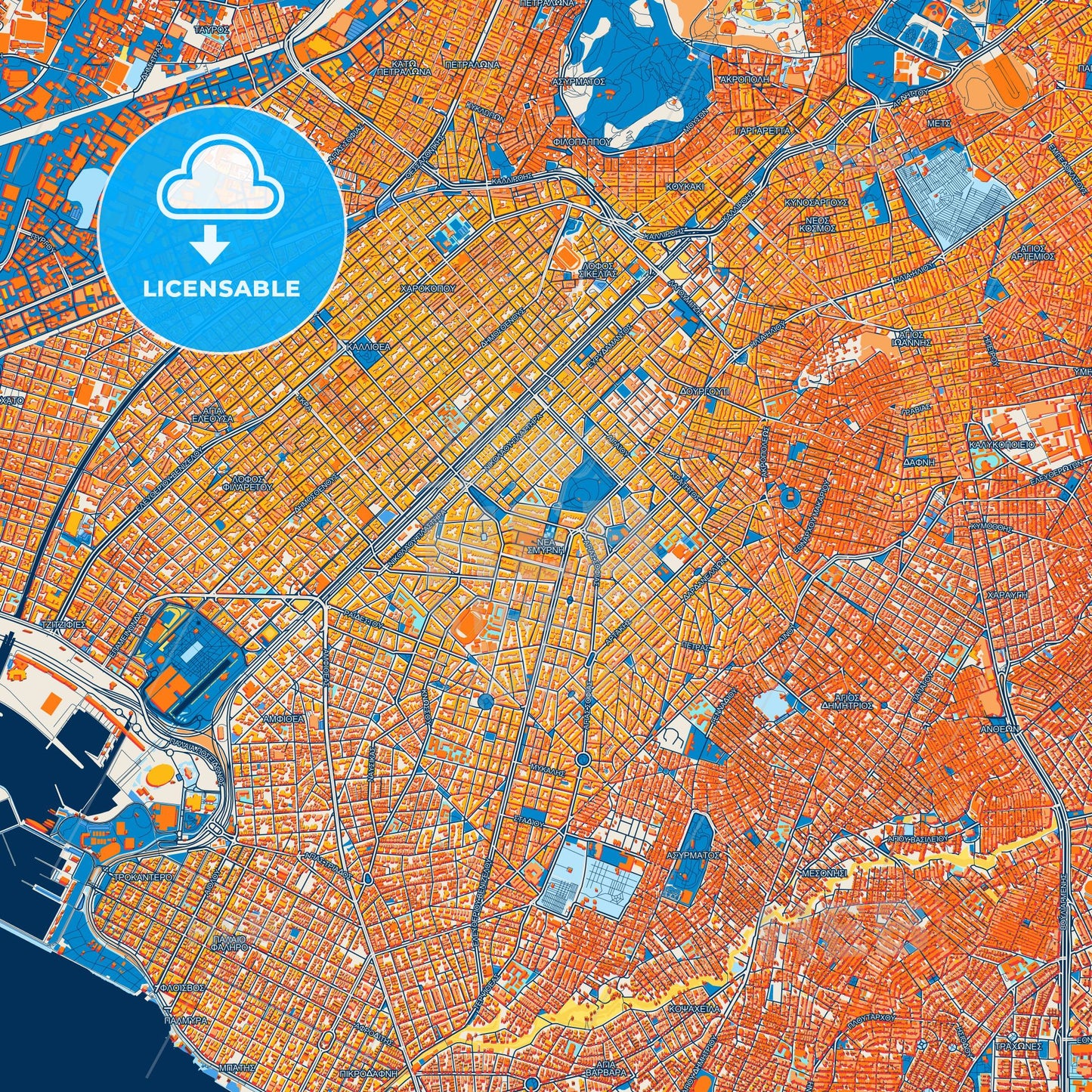 Colorful Nea Smyrni Street Map with Labels and Buildings