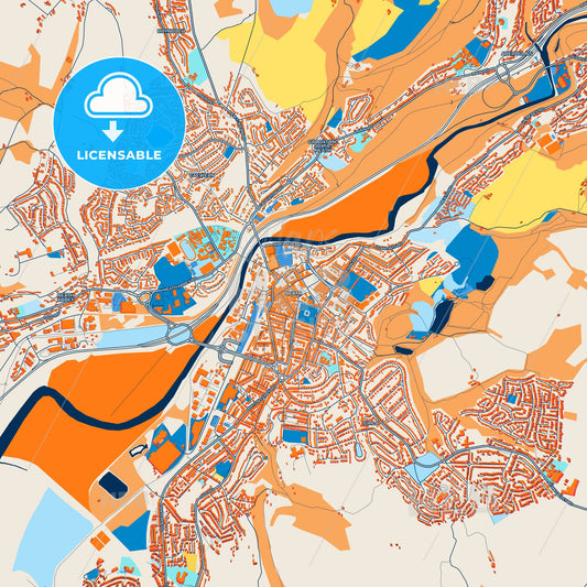Colorful Neath Street Map with Labels and Buildings