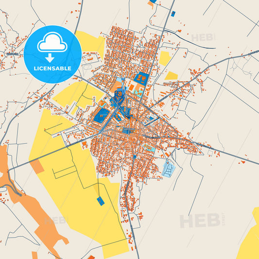 Colorful Negotin Street Map with Labels and Buildings
