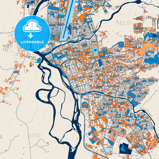 Colorful Neiva Street Map with Labels and Buildings