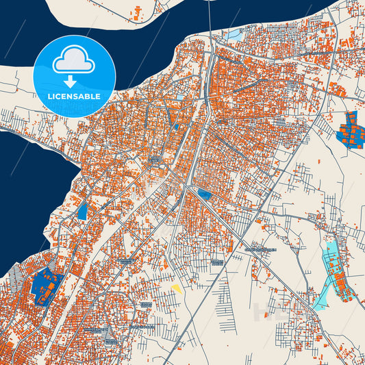 Colorful Nellore Street Map with Labels and Buildings