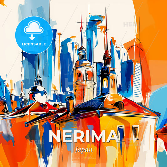 Vibrant Nerima, Japan - A Painting Of A City - Square format print template