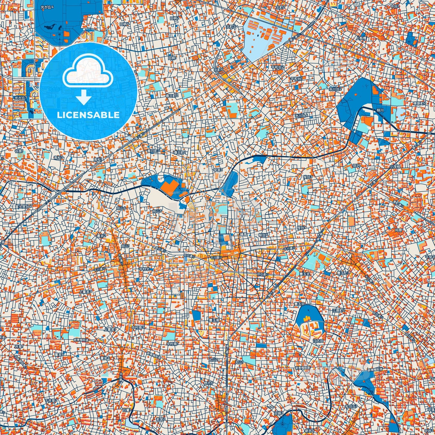 Colorful Nerima Street Map with Labels and Buildings