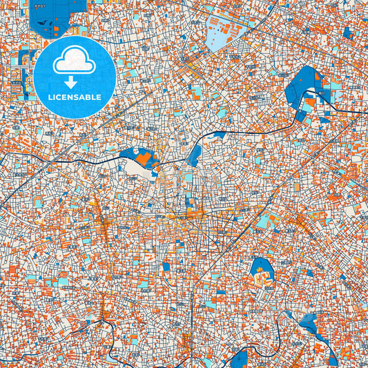 Colorful Nerima Street Map with Labels and Buildings