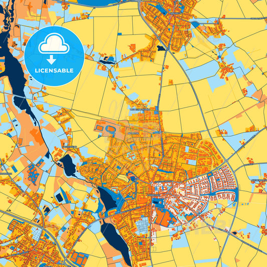 Colorful Nettetal Street Map with Labels and Buildings
