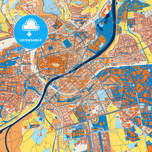 Colorful Neu-Ulm Street Map with Labels and Buildings