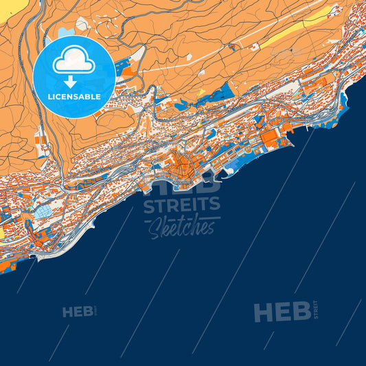 Colorful Neuchâtel Street Map with Labels and Buildings