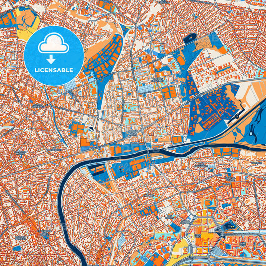 Colorful Neuilly-sur-Marne Street Map with Labels and Buildings
