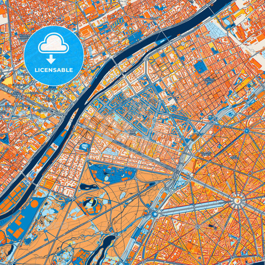 Colorful Neuilly-sur-Seine Street Map with Labels and Buildings
