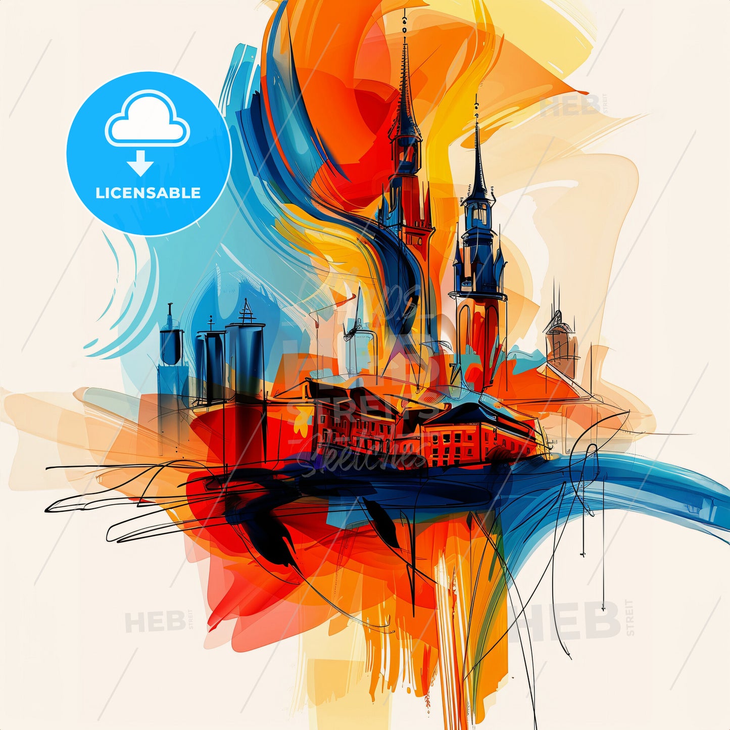 Vibrant Neuss, Germany - A Colorful Painting Of A City