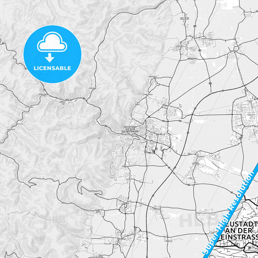 Neustadt an der Weinstraße, Germany light map with streetnames, citynames and districts