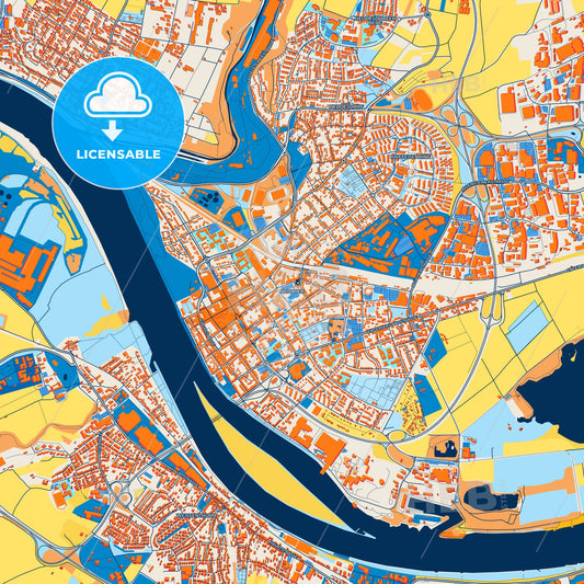 Colorful Neuwied Street Map with Labels and Buildings