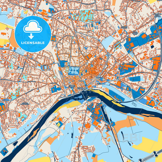 Colorful Nevers Street Map with Labels and Buildings